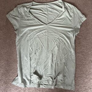American Eagle Outfitters Light Green V-Neck Tee